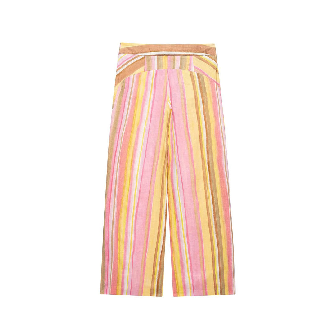 Damen Weite Highwaist Palazzohose mit mehrdimensionalem Streifenmuster Drune
