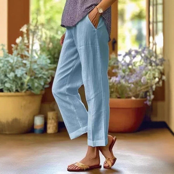 Damen Leinenhose mit weitem Schnitt und praktischen Taschen Drune