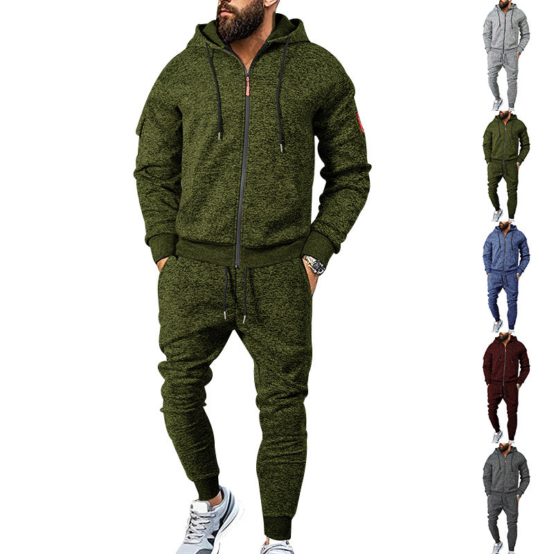 Herren stylischer Freizeitanzug mit Kapuze und praktischen Taschen Drune