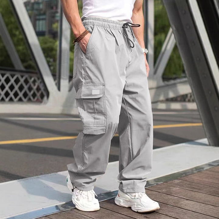 Herren lässige Cargo-Hose mit elastischem Bund und multifunktionalen Taschen Drune