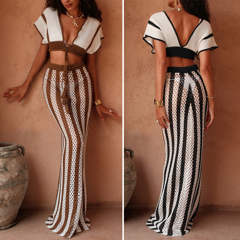 Damen Crop-Top und eleganter Palazzo-Hose Set Drune
