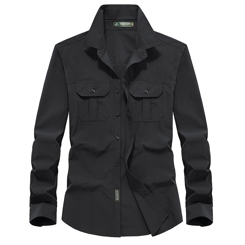 Herren Outdoor-Hemd mit Brustklappen, Ripstop-Gewebe und Regular-Fit Drune