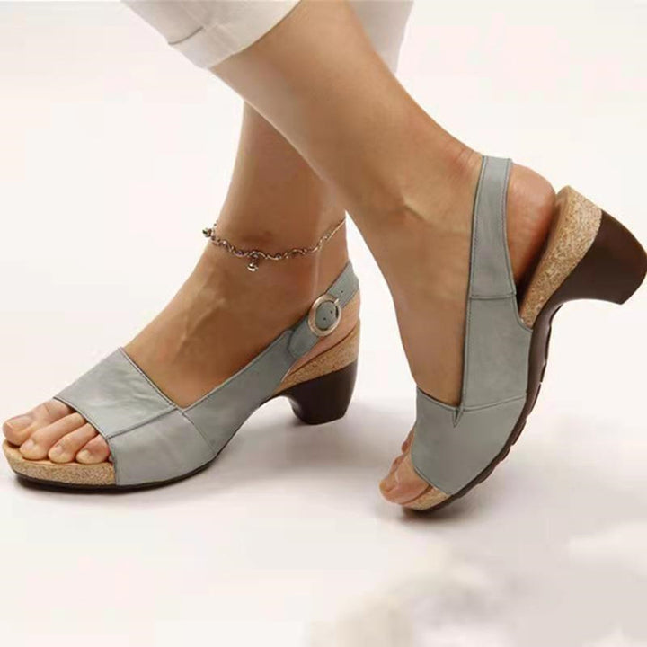 Damen Slingback-Sandaletten mit ergonomischem Kork-Fußbett und niedrigem Blockabsatz Drune