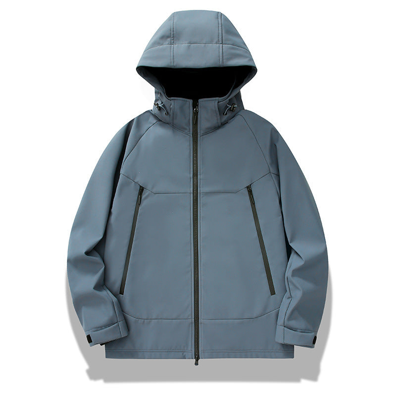 Herren Softshell-Outdoorjacke mit Kapuze wind- und wasserabweisend Drune
