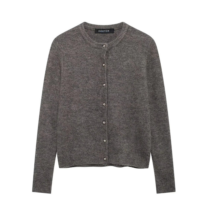 Damen nan Feinstrick-Cardigan mit Rundhalsausschnitt, durchgehender Knopfleiste und schmaler Silhouette Drune