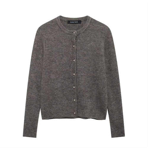 Damen nan Feinstrick-Cardigan mit Rundhalsausschnitt, durchgehender Knopfleiste und schmaler Silhouette Drune