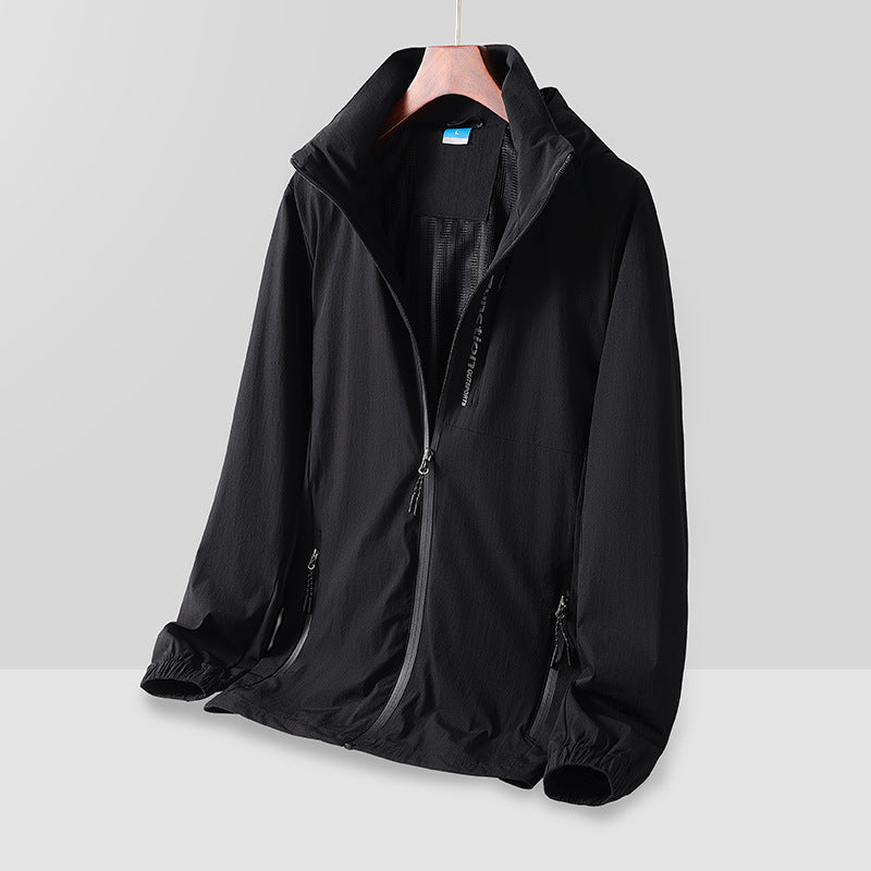 Herren Leichte atmungsaktive Kapuzen-Windjacke mit Mesh-Futter, Reißverschlusstaschen und elastischen Bündchen Drune