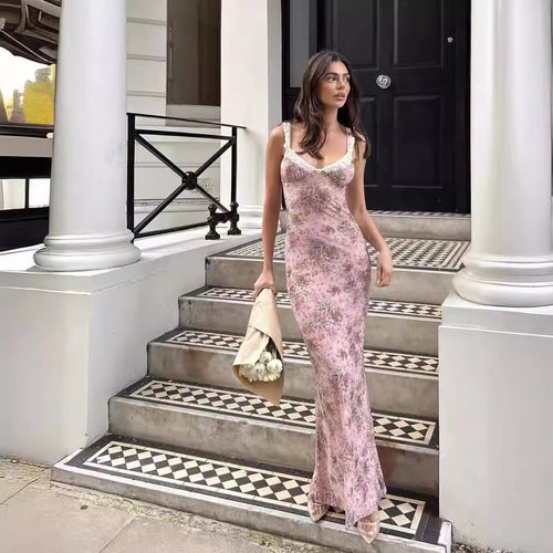 Damen Kleid mit zartem Blumenmuster und verführerischem V-Ausschnitt Drune