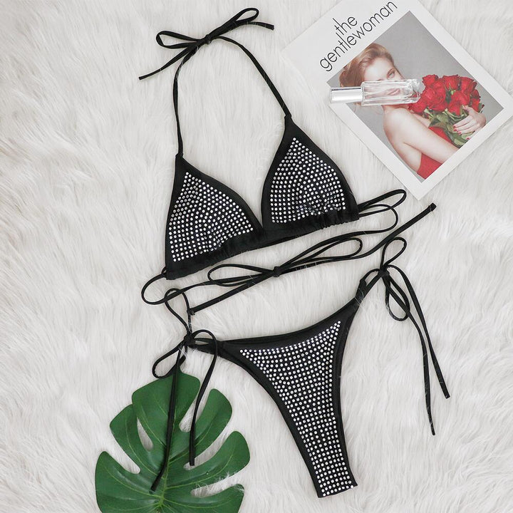 Damen Glitzernde Strass Bikini Set Drune