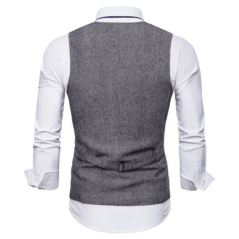 Herren elegante Weste im klassischen Herringbone-Design mit praktischen Taschen Drune