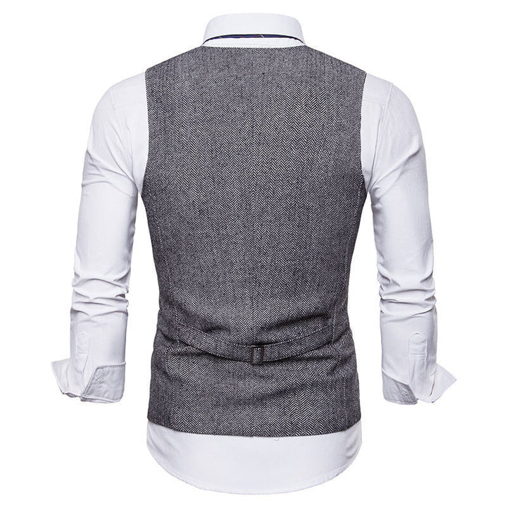 Herren elegante Weste im klassischen Herringbone-Design mit praktischen Taschen Drune
