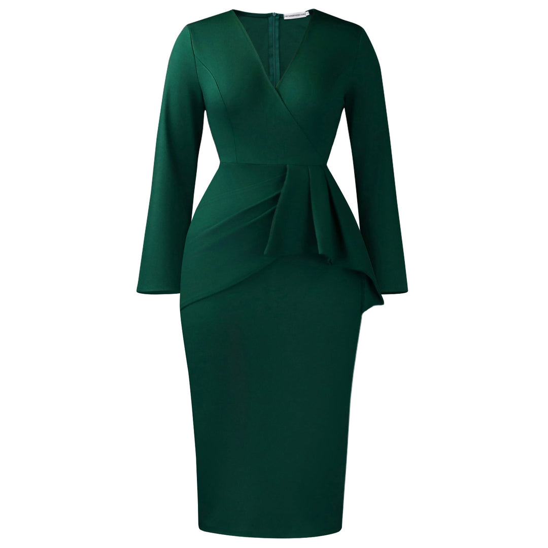 Damen Wickelkleid mit elegantem Schnitt und asymmetrischen Rüschen Drune