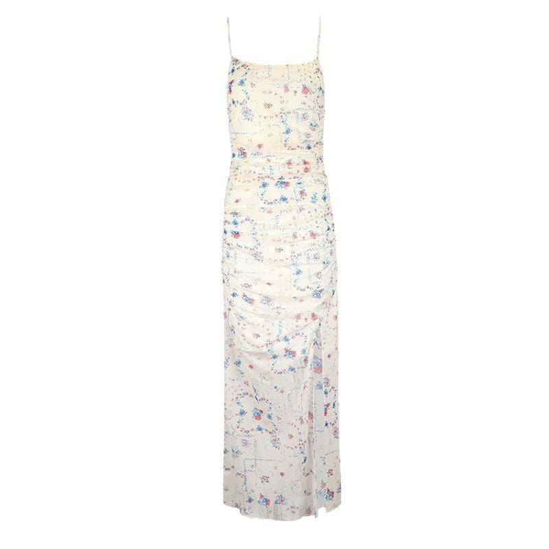 Damen Maxikleid mit zarten Rüschendetails und floralem Muster Drune