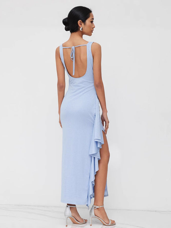 Damen figurbetontes Maxikleid mit elegantem Schnitt und aufregenden Details Drune