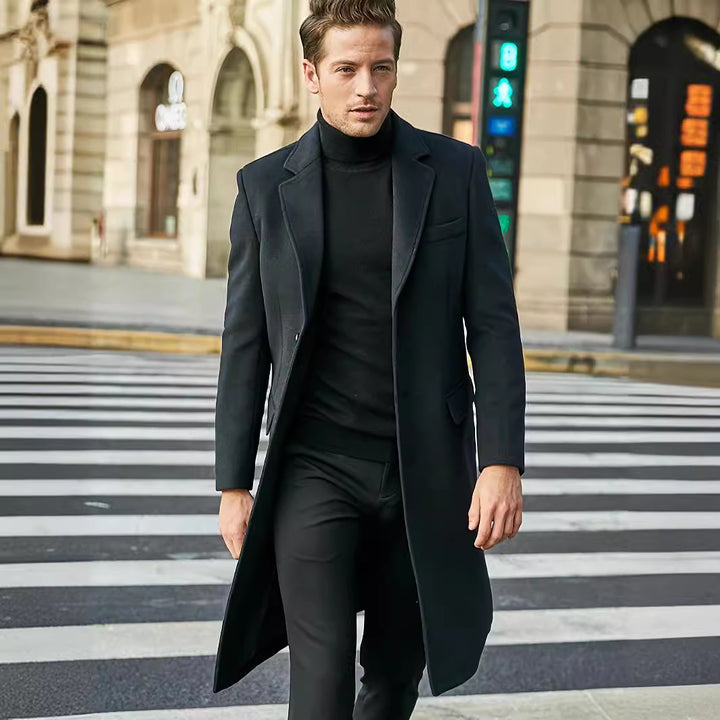 Herren eleganter und moderner Langmantel mit strukturiertem Obermaterial Drune