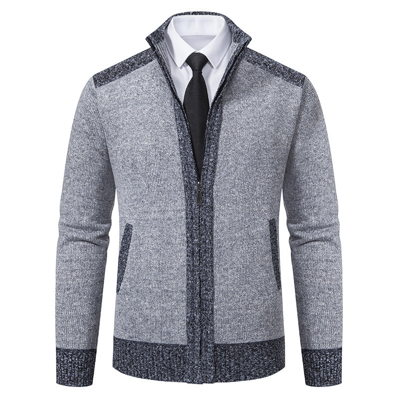 Herren nan strukturierter Strickcardigan mit Stehkragen und durchgehendem Reißverschluss Drune