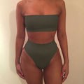 Damen Bandeau-Bikini-Set mit hohem Schnitt und tailliertem Design Drune