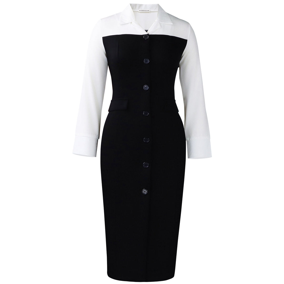 Damen Hemdkleid mit Knopfleiste und langen Ärmeln Drune