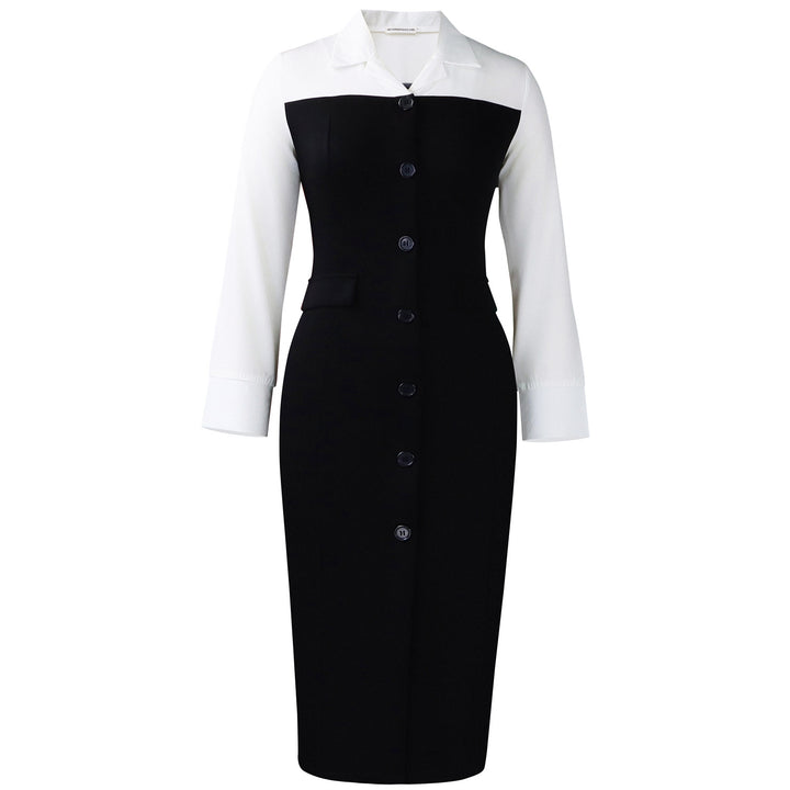 Damen Hemdkleid mit Knopfleiste und langen Ärmeln Drune