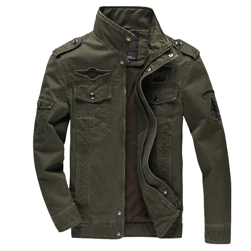 Herren Utility-Fieldjacke im Vintage Army Look mit Schulterklappen und Brusttaschen Drune