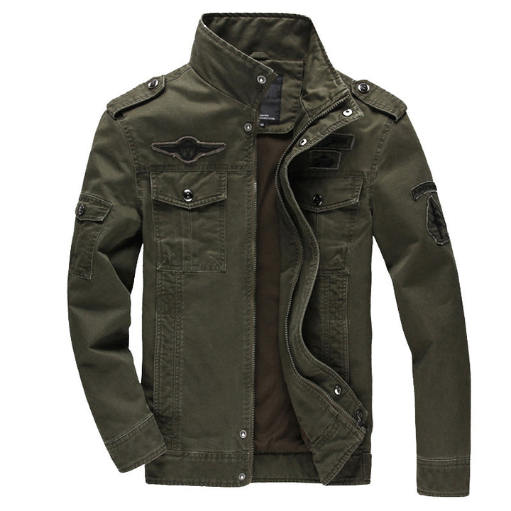 Herren Utility-Fieldjacke im Vintage Army Look mit Schulterklappen und Brusttaschen Drune