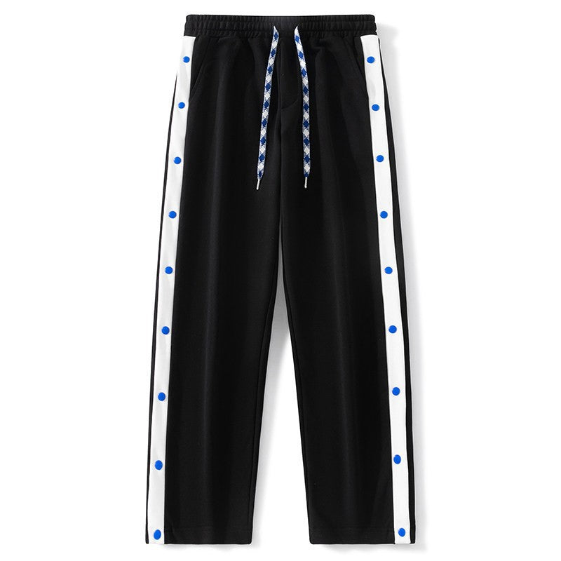 Herren Weite Sweatpants mit seitlichem Druckknopfverschluss, Kordelzug & kontrastierten Einsätzen Drune