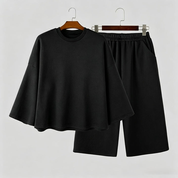 Damen Weiches Oversize-Lounge-Set mit weiten Fledermausärmeln und elastischer Bundhose Drune