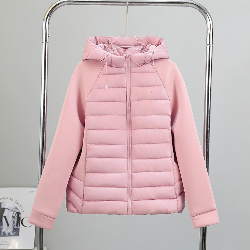 Damen Leichtgewichtige Hybrid-Pufferjacke mit Kapuze und Softshell-Ärmeln Drune