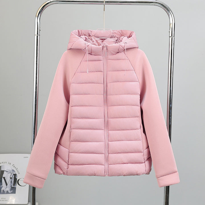 Damen Leichtgewichtige Hybrid-Pufferjacke mit Kapuze und Softshell-Ärmeln Drune