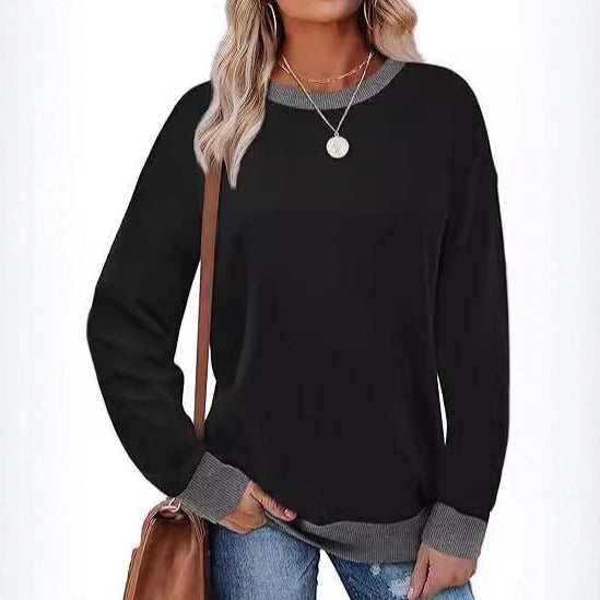 Damen Bequemer Pullover mit Kontrastbündchen Drune