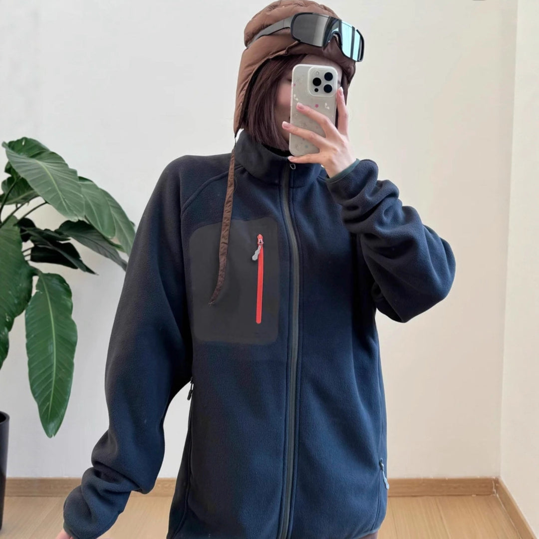 Damen Fleecejacke mit funktionalen Taschen und hohem Kragen Drune