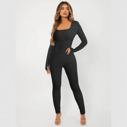 Damen Langarm Jumpsuit im eleganten Rippenmuster Drune