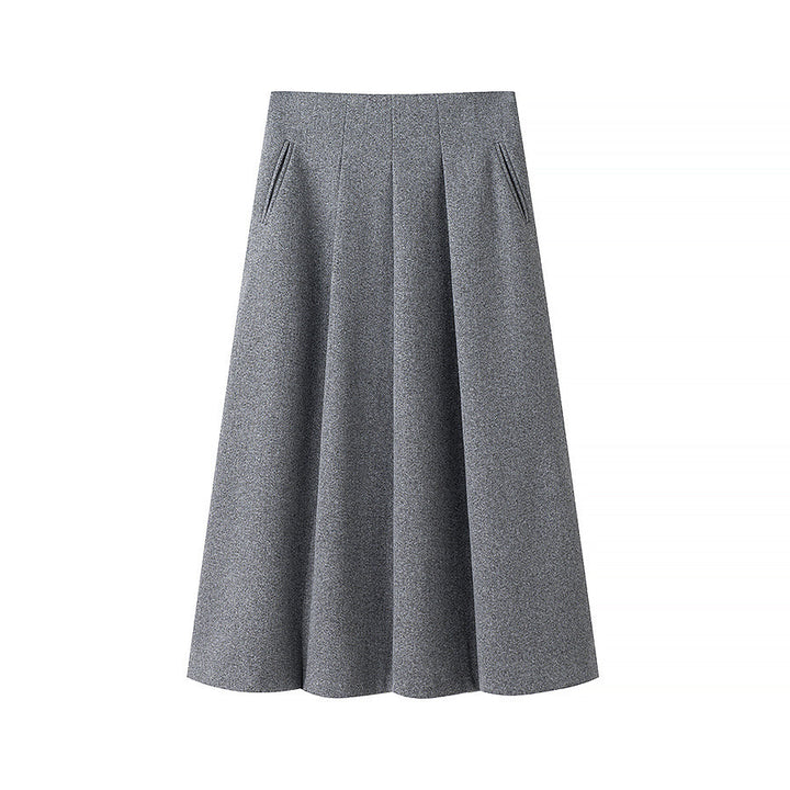 Damen Zweiteiliges tailliertes Wollkostüm mit strukturiertem Schulterblazer und plisseevollem Midirock Drune