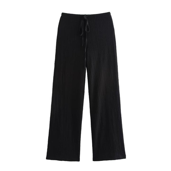 Damen nan leichte Crinkle-Loungebuxe mit weitem Bein und Tunnelzug Drune