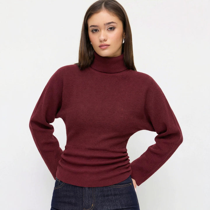 Damen Eleganter Rollkragenpullover Drune