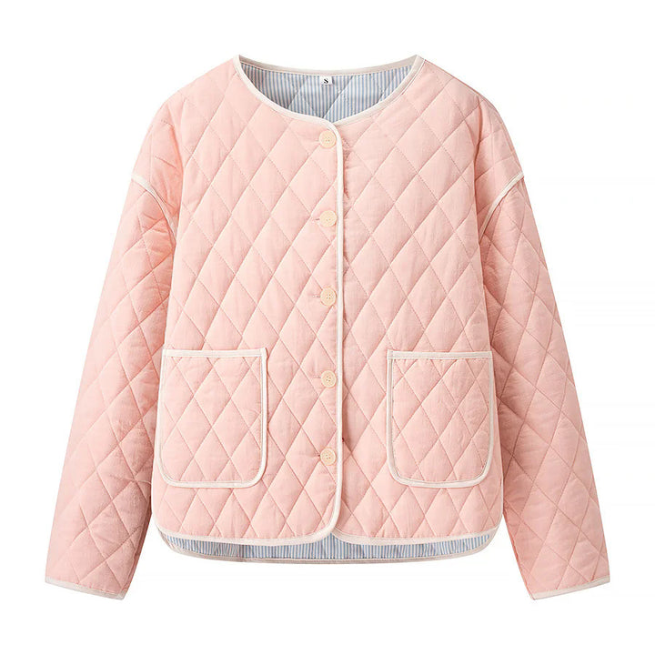 Damen nan gesteppte Übergangsjacke mit Rundhalsausschnitt oversized Eingrifftaschen und kontrastpaspel Drune