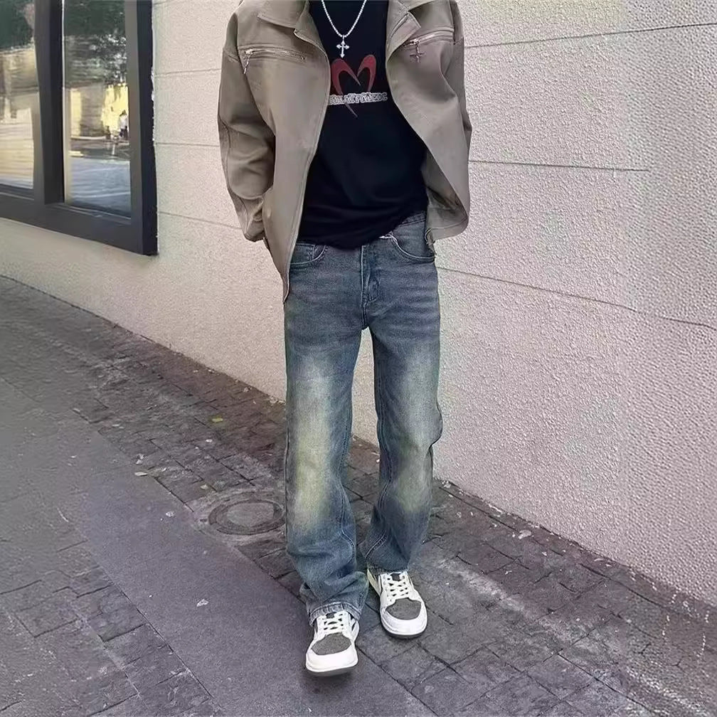 Herren High-Waist Jeans im Used-Look mit lässiger Passform Drune