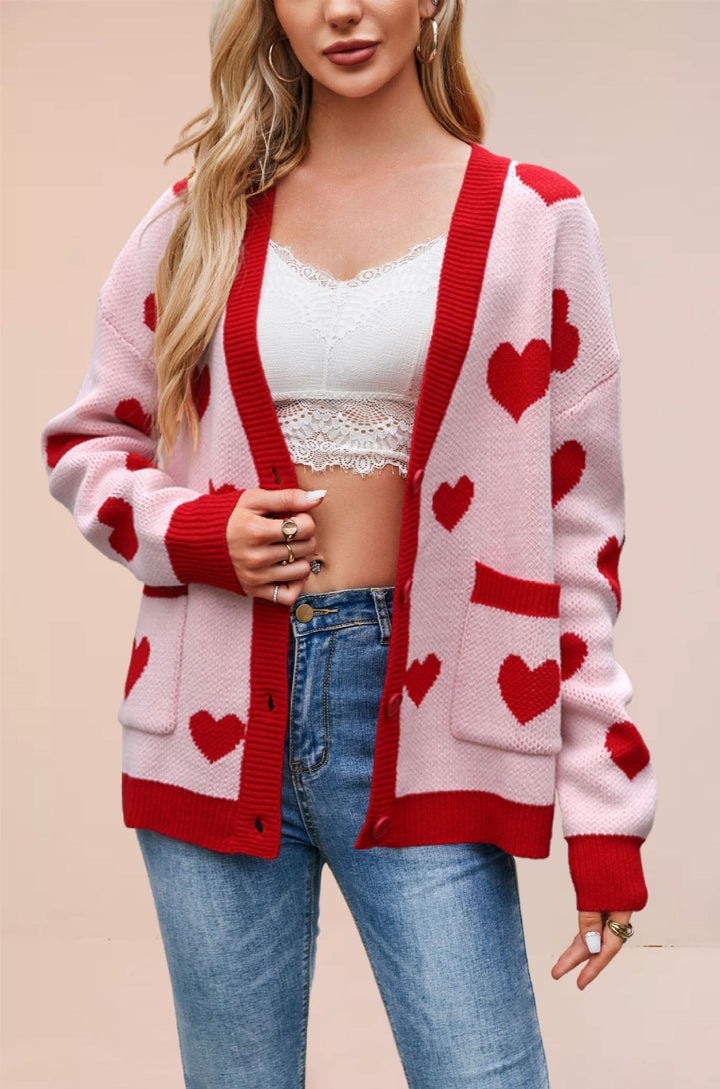 Damen Strickjacke mit Herzen Design und lässigem Schnitt Drune