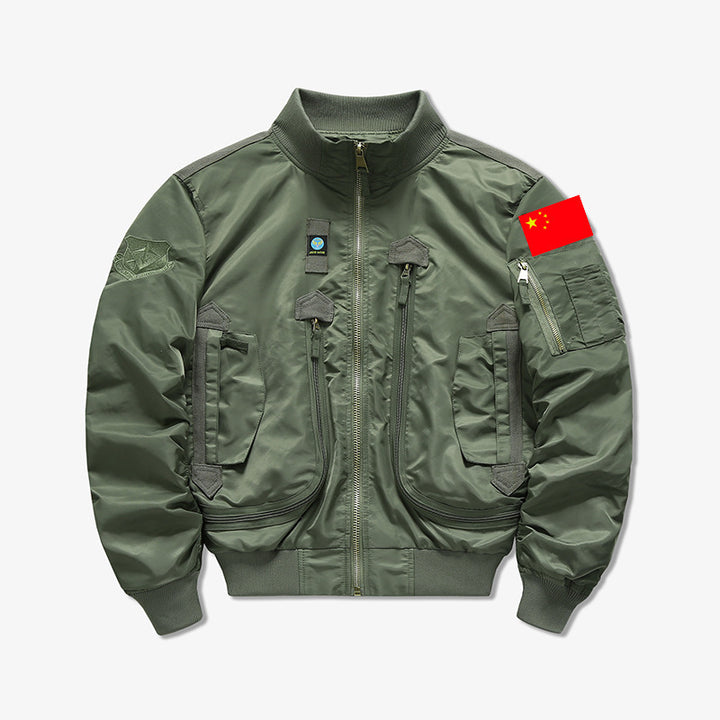 Herren Modische Bomberjacke mit Mehreren Taschen Drune