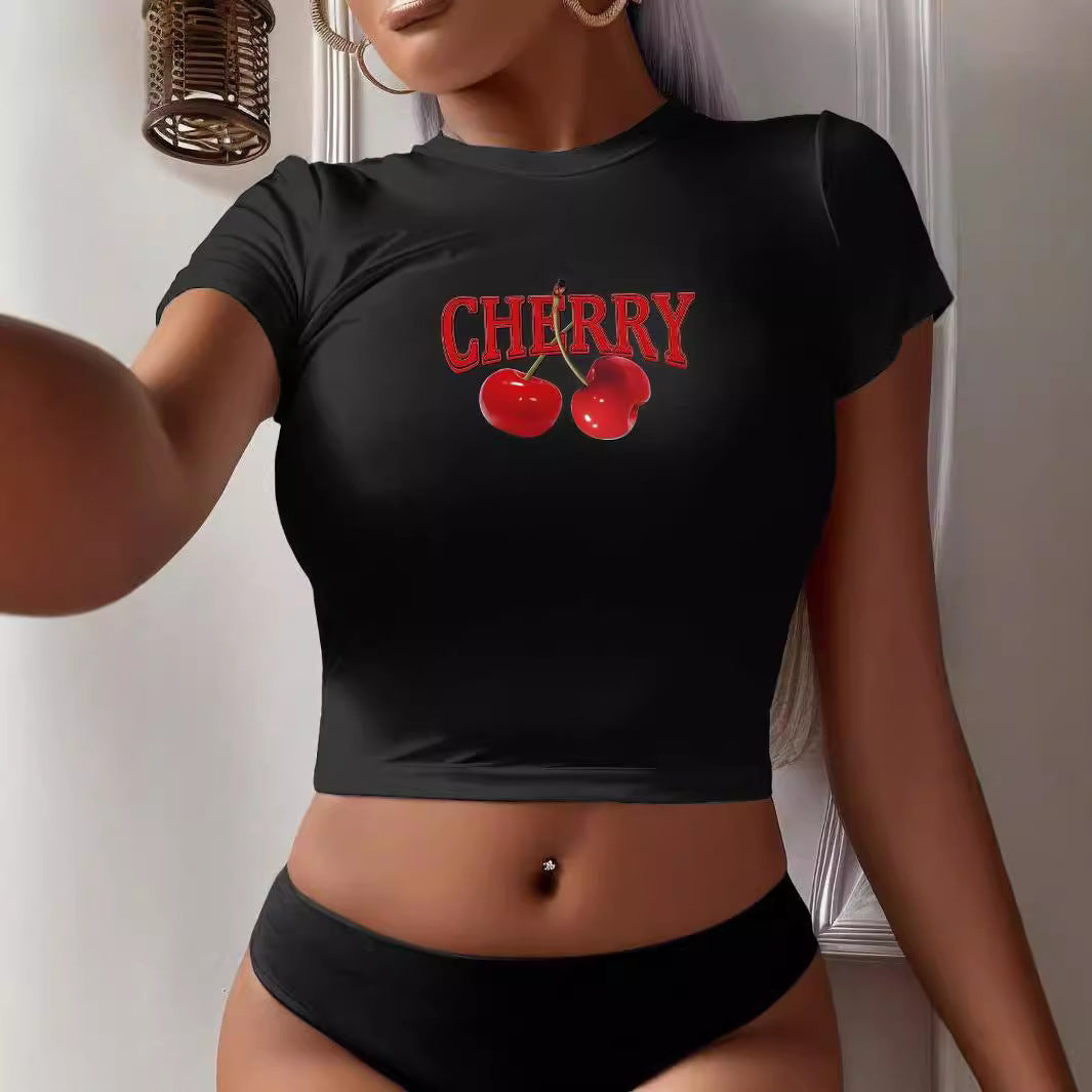 Damen Crop-T-Shirt mit kreativem Bärenmotiv und witzigem Spruch Drune
