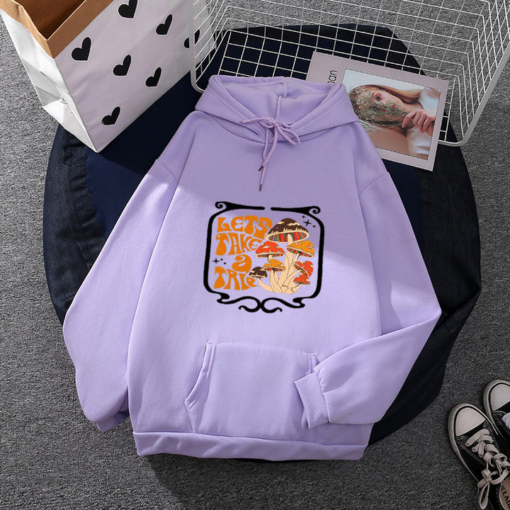 Damen nan leichter Oversize Kapuzenpullover mit Herz‑EKG‑Motiv, langen Kordeln und elastischem Bund Drune