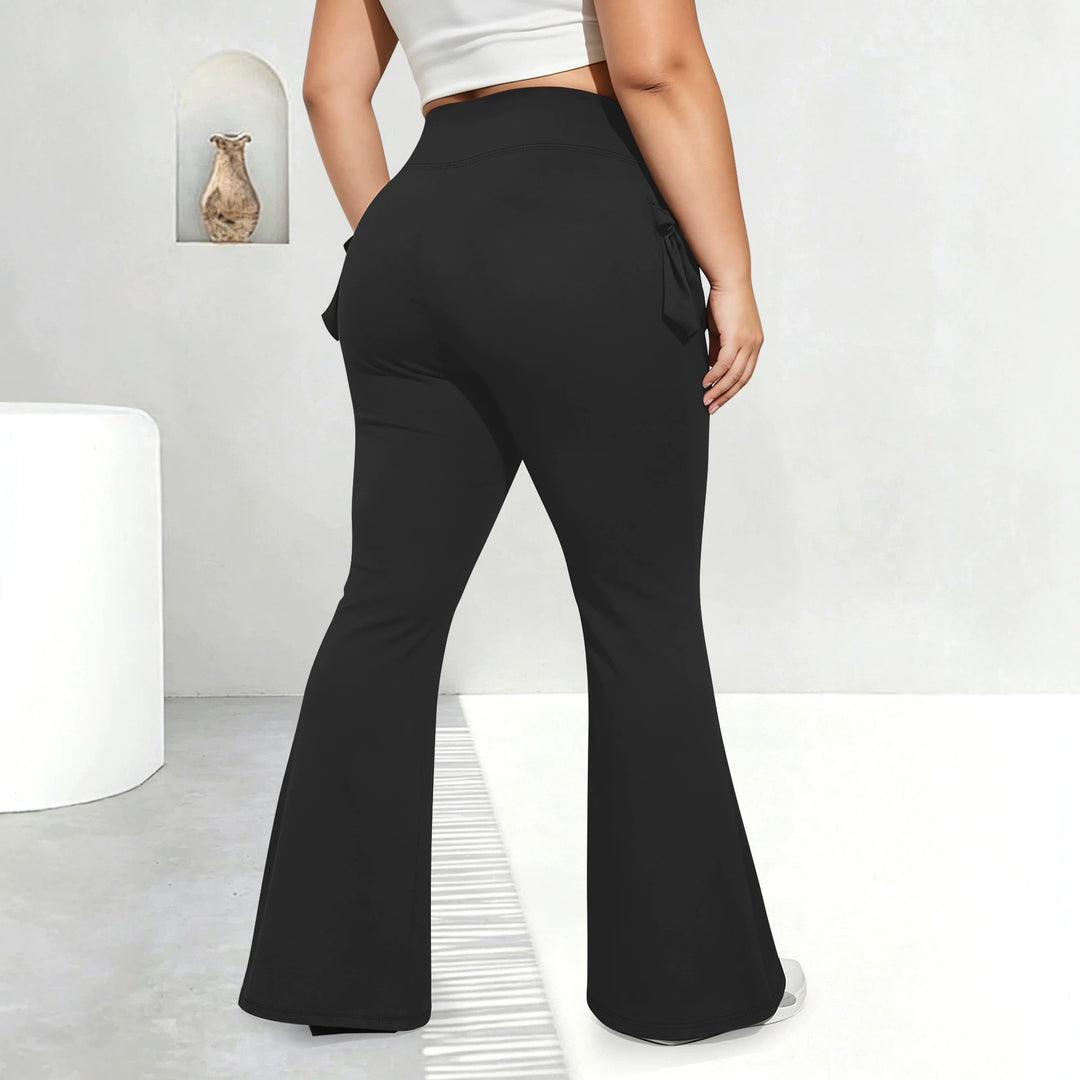 Damen High-Waist Flared-Leggings mit seitlichen Rüschen- und Handytaschen Drune
