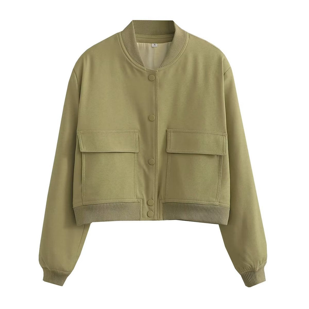 Damen Kurzblouson im Utility‑Stil mit Klappentaschen und Rippbündchen Drune