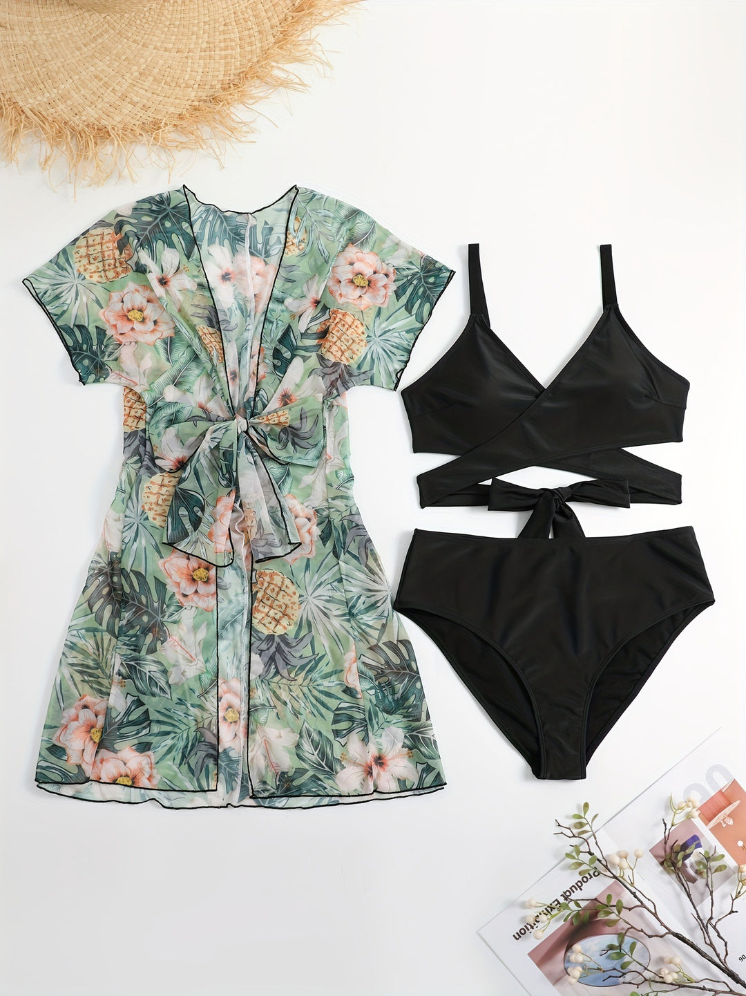 Damen Wickelkleid und Bikini-Set Drune