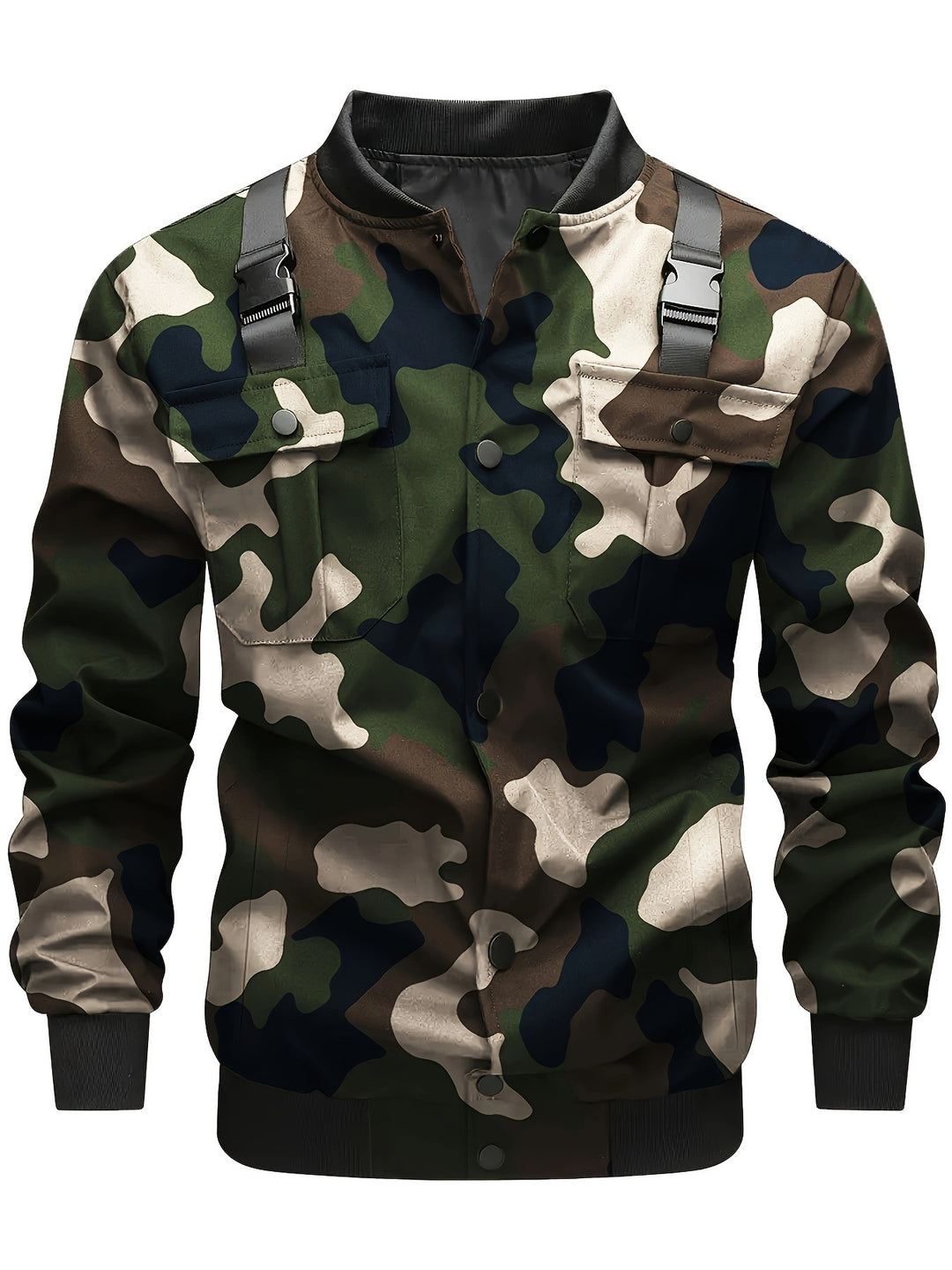 Herren Camouflage-Bomberjacke im Utility-Stil mit Brusttaschen, Schultergurten und Rippbündchen Drune
