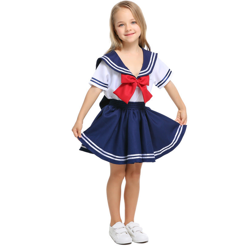 Mädchen Matrosen Outfit mit Rüschen und Schleifen Drune