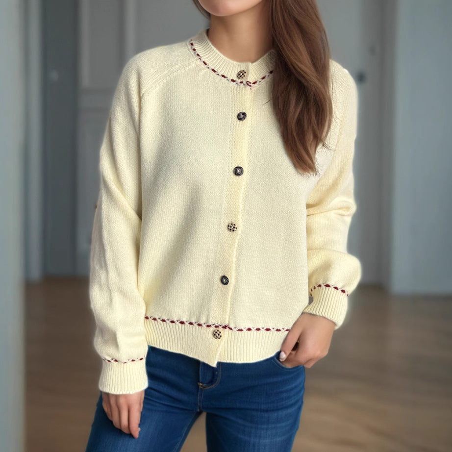 Damen gemütliche Strickjacke mit dekorativen Knöpfen Drune