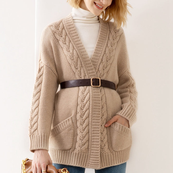 Damen Grobstrick-Cardigan mit Taschen und lässiger Passform Drune