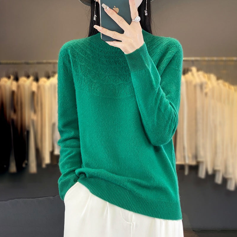Damen Kuscheliger Mohair‑Optik Pullover mit Zierstruktur am Oberteil und Stehkragen Drune