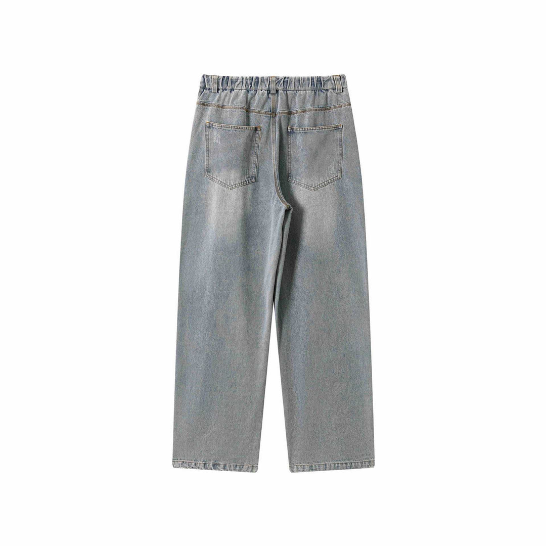 Damen Jeanshose mit weitem Bein, hoher Taille und vorderlichem Mittelschlitz Drune